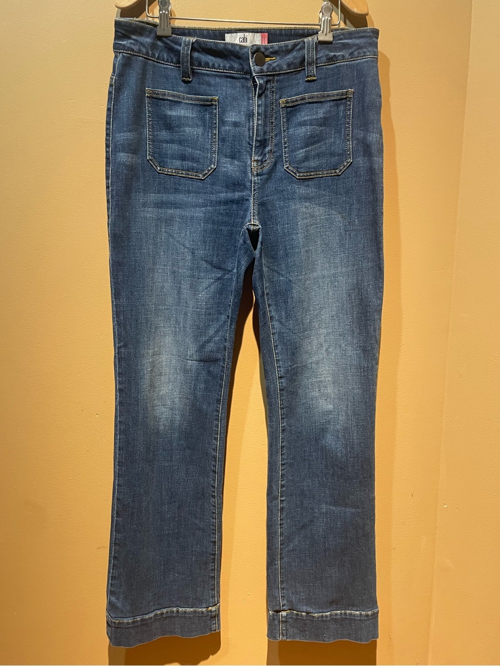 Cabi Patch Pocket High Rise Wide Leg Flare Jeans Long Tall Size 8L